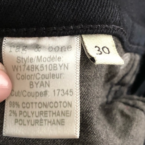 Rag & Bone Black Nina High-Rise Stove Pipe Straight Jeans 30 - Picture 11 of 13